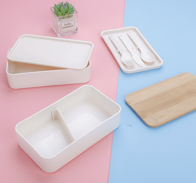 2-tier Lunchbox with Cutlery Set and Bamboo lid Corporate Gifts Singapore