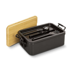 Luncheon Expandable Lunch Box with bamboo lid and utensils, ideal for Corporate Gift Singapore.