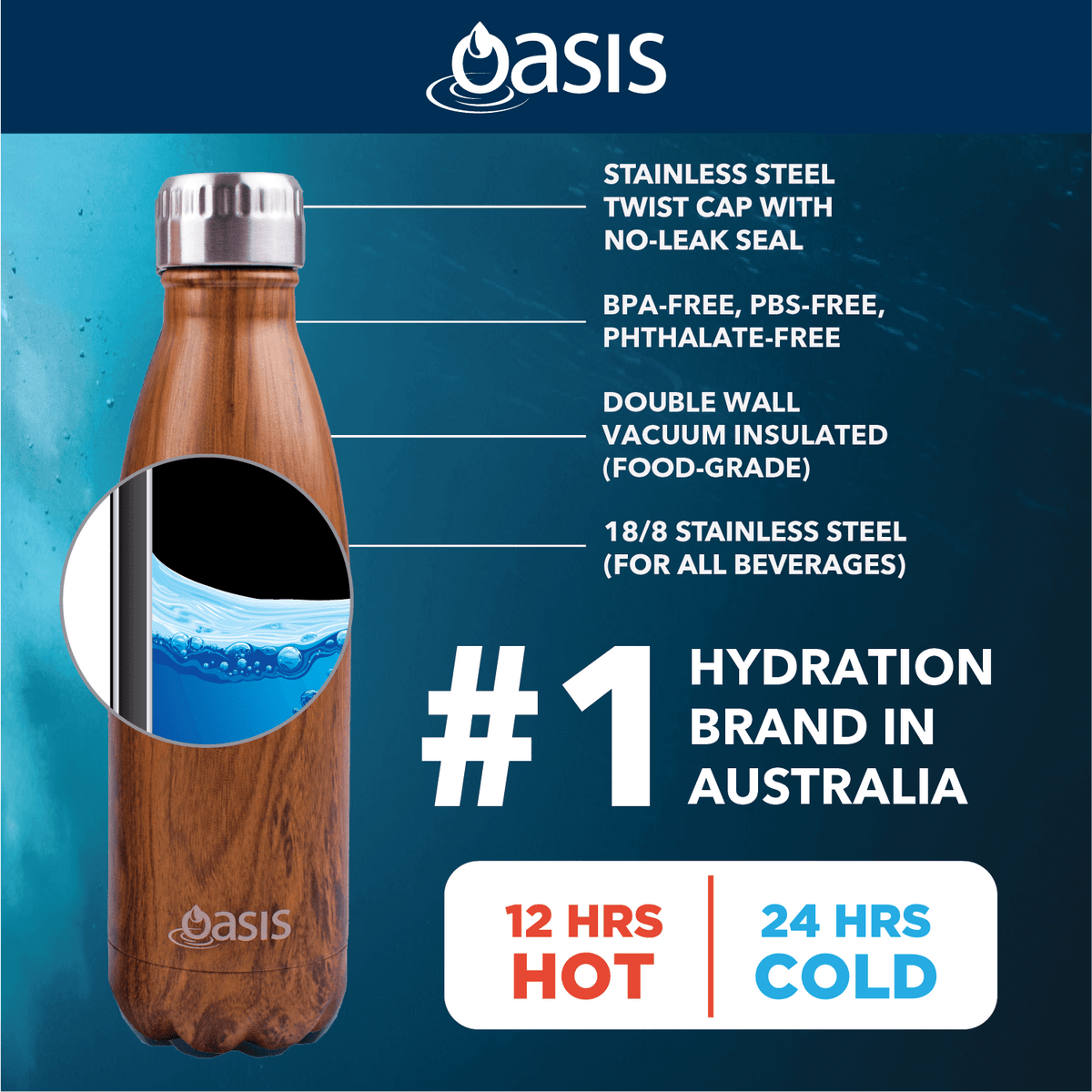 Oasis Stainless Steel Insulated Water Bottle 1.5L Corporate Gifts Singapore