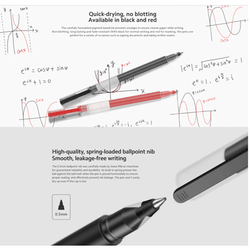 Xiaomi High-capacity Gel Pen (10-Pack) featuring quick-drying ink in black and red colors for smooth writing.