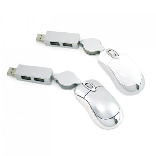 Retractable Mouse with 2 Port Hub Corporate Gifts Singapore