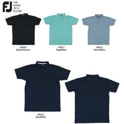 Footjoy Pique Hidden Placket Polo in various colors including BlackCharcoal, SageWhite, StormWhite, and NavyWhite.