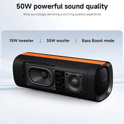 Xiaomi Sound Party Speaker highlighting 50W powerful sound quality with 15W tweeter and 35W woofer.
