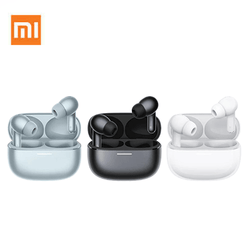 Xiaomi REDMI Buds 8 Pro in Glacier Blue, Obsidian Black, and Cloud White with charging case for corporate gifts.