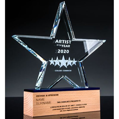 Star Wooden Crystal Awards Corporate Gifts Singapore
