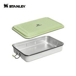 STANLEY The Legendary Useful Box | Nelly Korda Collection, off-white-and-green stainless steel storage box.