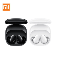 Xiaomi REDMI Buds 6 Play in black and white charging case, perfect corporate gift.