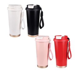 600ml Thermo Mug with Strap available in Red, Peach, Black, and Beige for daily hydration.