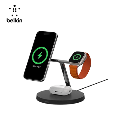 Belkin WIZ017myBK BoostCharge Pro 3-in-1 Wireless Charger with MagSafe 15W Corporate Gifts Singapore